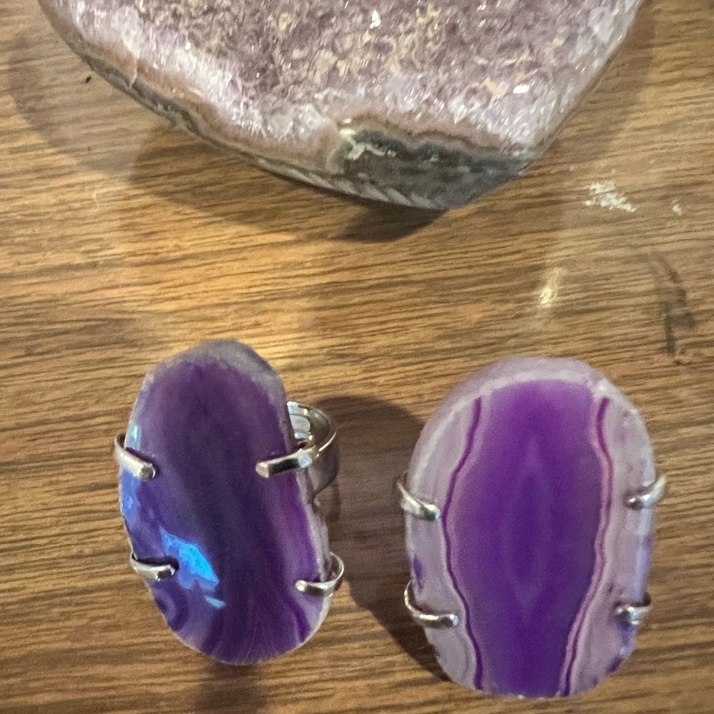 Purple AGate Stone adjustable ring